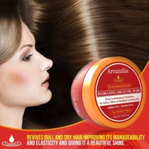 Arvazallia hydrating argan oil hair mask jar with cream