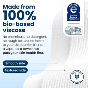 Clean Towels XL key benefits — dermatologist approved, eco-friendly, ultra-soft disposable face towels Clean Skin Club Clean Towels XL features — dermatologist tested, Eczema Association accepted, vegan, cruelty-free, lint-free, XL size